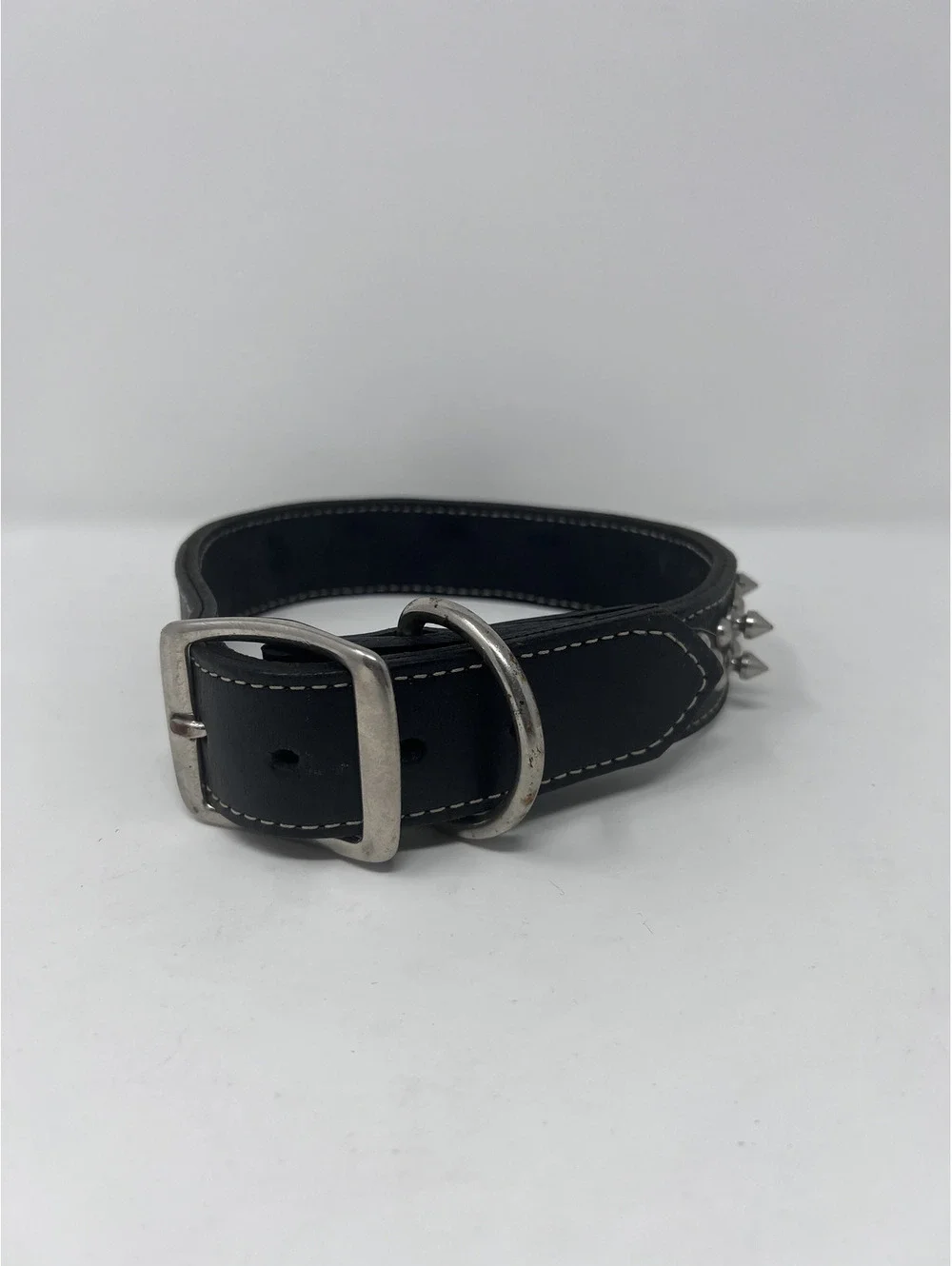 Circle T Oak Tanned Leather Double-Ply Spiked Dog Collar
